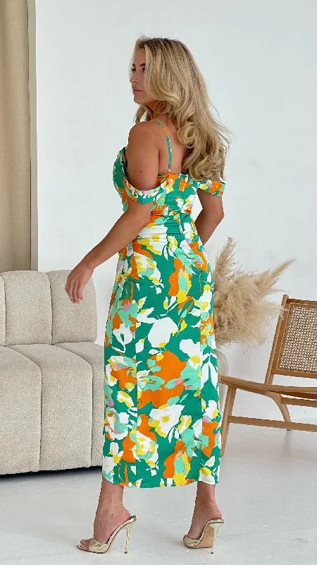 Camila Orange/Green Print