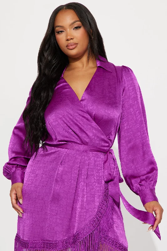 Greece With You Satin Mini Dress - Purple