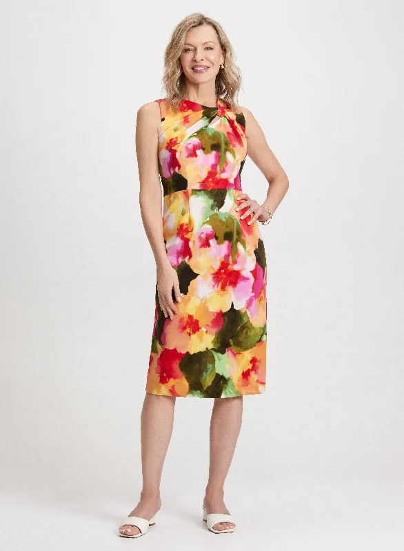 Knotted Detail Floral Dress