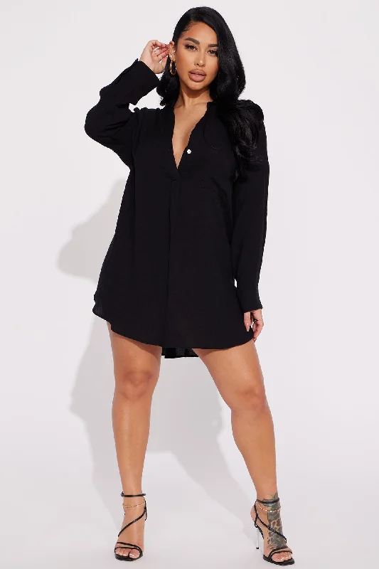 Living Life Shirt Dress - Black