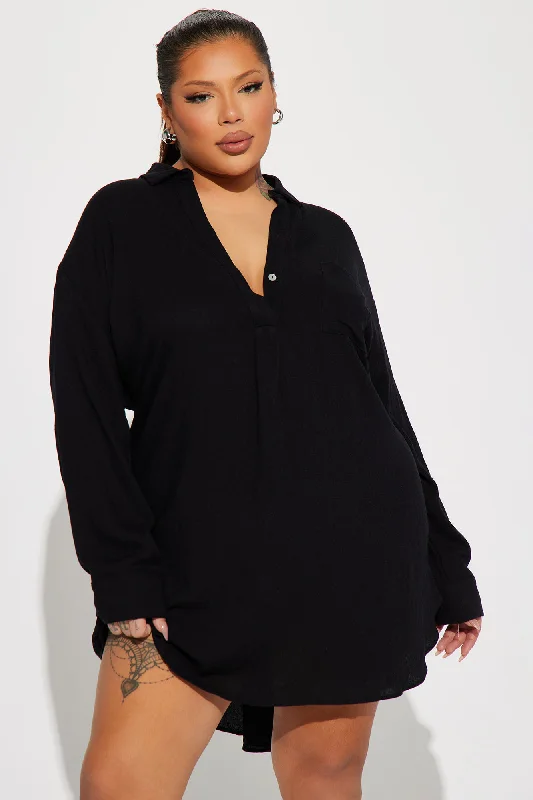 Living Life Shirt Dress - Black