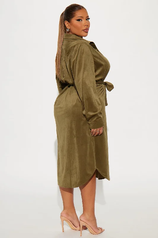 Sunny Mornings Corduroy Midi Dress - Olive