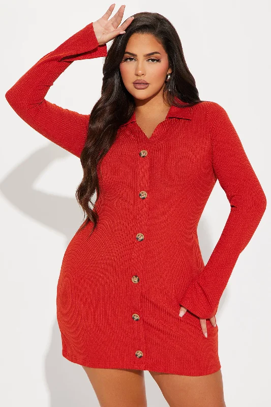 Work From Home Mini Dress - Rust