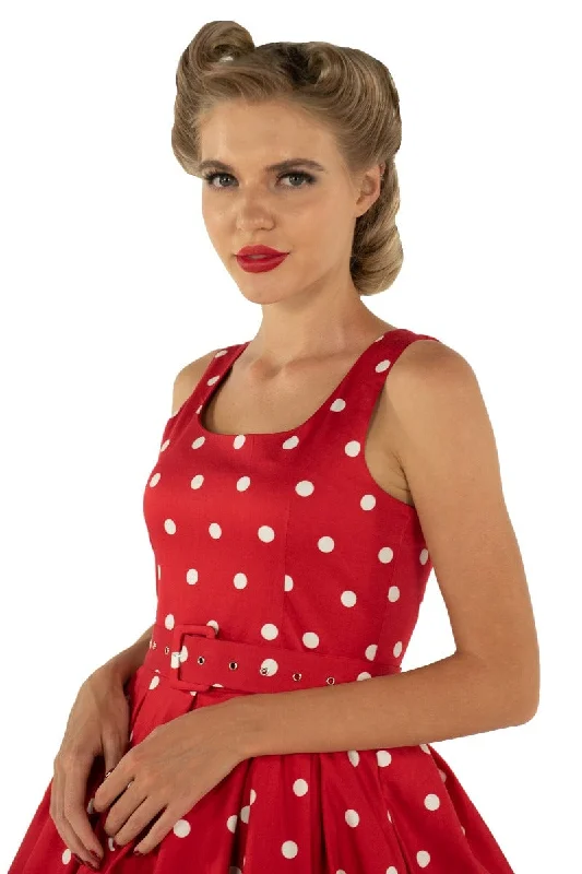 Amanda Polka Dot Swing Dress In Red & White