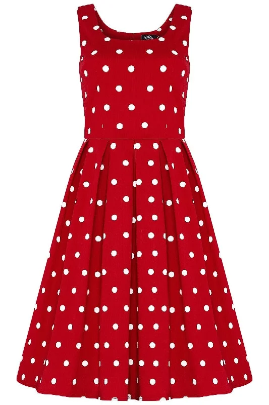 Amanda Polka Dot Swing Dress In Red & White