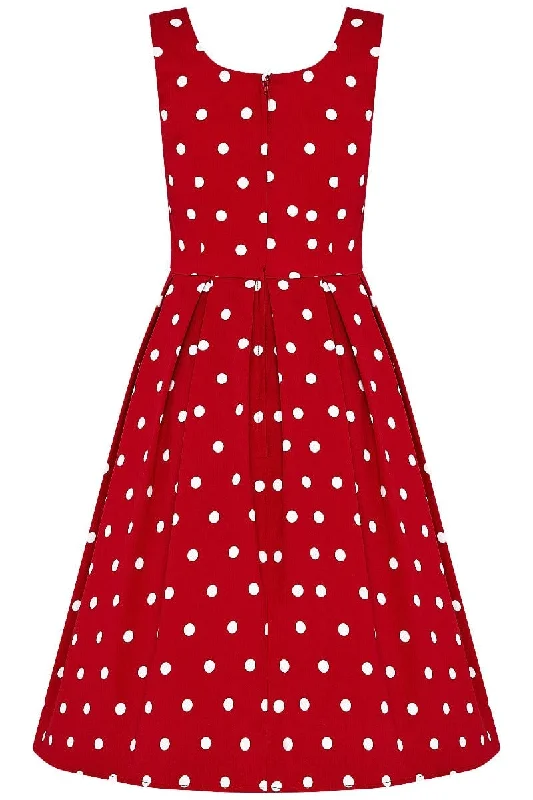 Amanda Polka Dot Swing Dress In Red & White