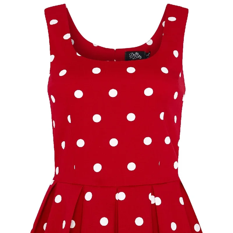 Amanda Polka Dot Swing Dress In Red & White