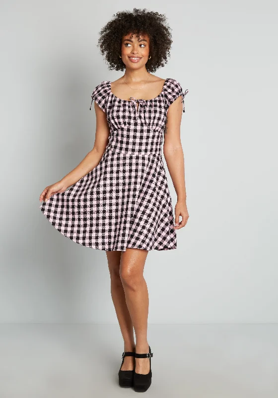 Attitudes In Check A-Line Dress