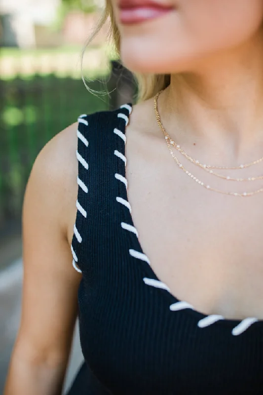 Back In Action Black And White Sweater Midi Dress