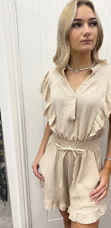 Chrissy Cheesecloth Frill Detail Playsuit