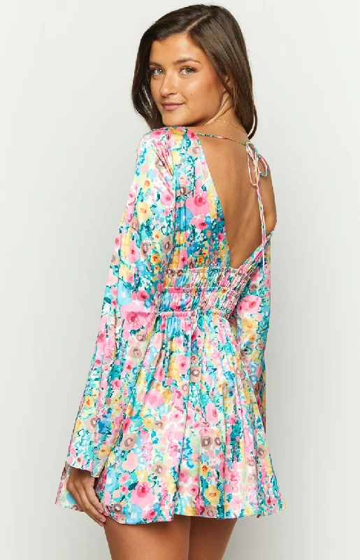 Genovia Floral Long Sleeve Mini Dress