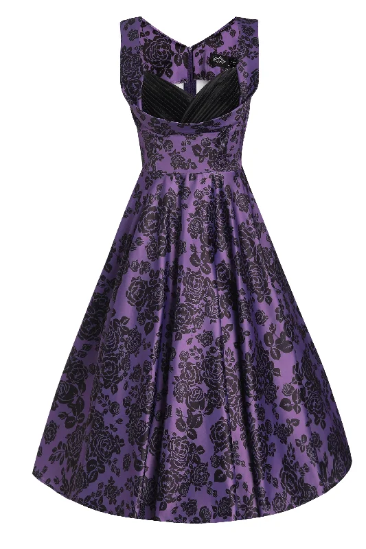 Grace Purple Rose Pleated Bust Dress