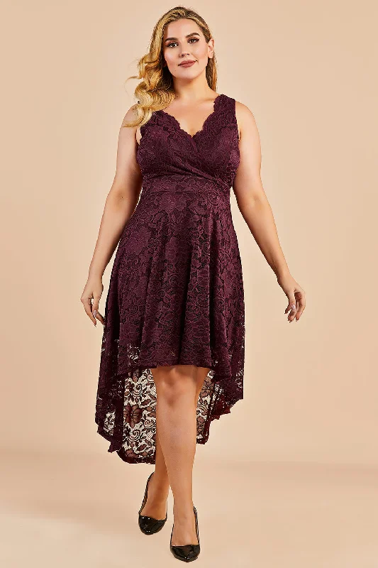 High Low Lace Plus Size Dress