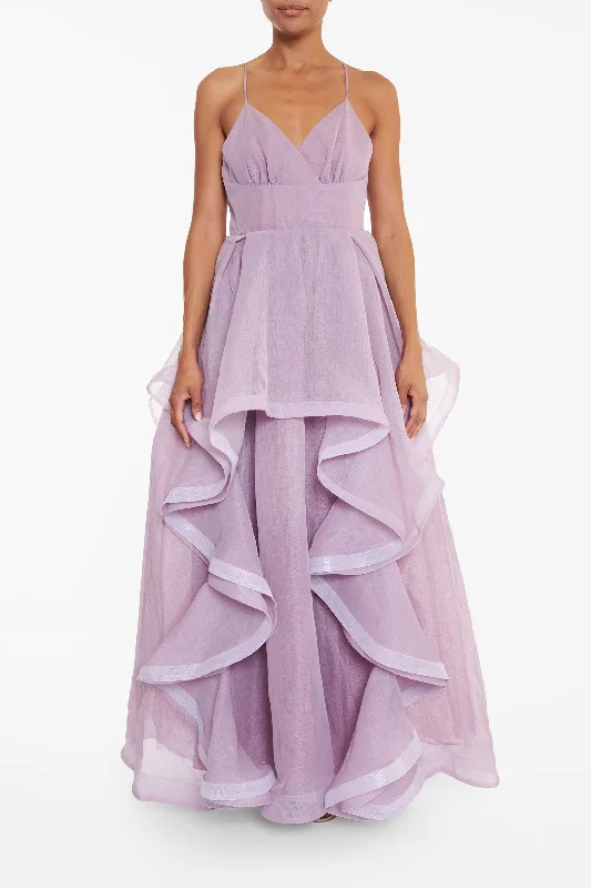 Ingrid Lilac Layered Ruffle Strappy Maxi-Dress