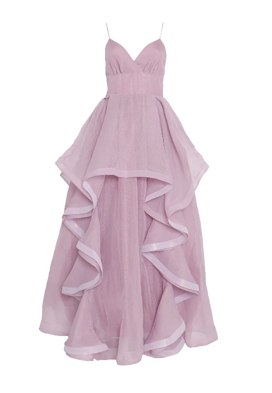 Ingrid Lilac Layered Ruffle Strappy Maxi-Dress