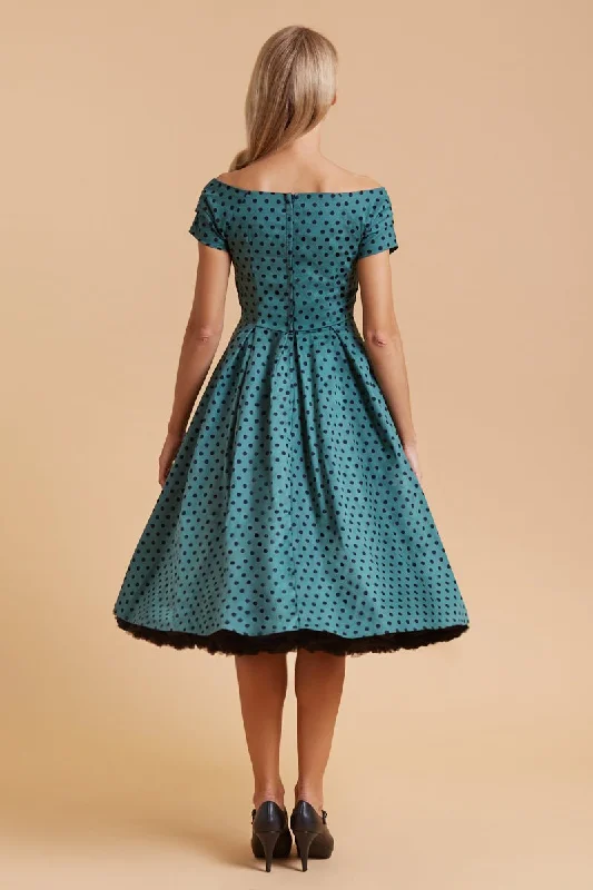 Lily Dark Green/Black Polka Dot Full Circle Dress