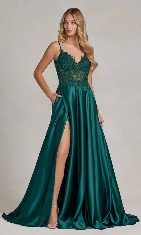 Long A-Line Prom Dress with Sheer-Lace Bodice