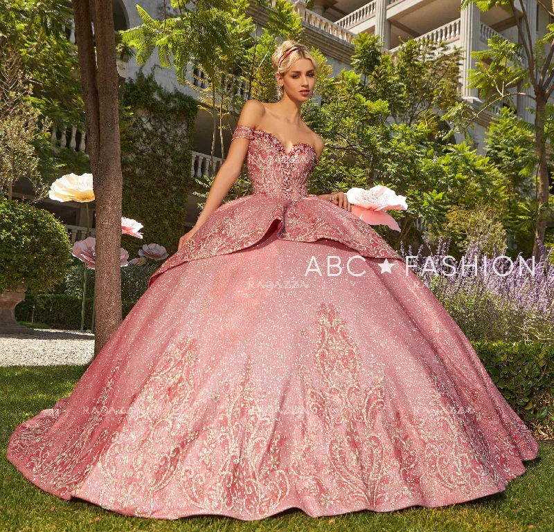 Metallic Off Shoulder Quinceanera Dress by Ragazza EV38-638