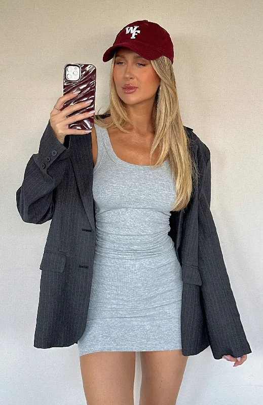 Need You To Know Ribbed Mini Dress Grey