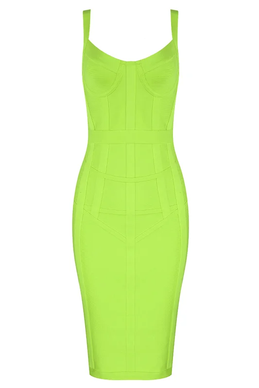 Pip Bandage Corset Dress - Neon Green