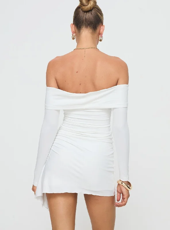 Russells Off The Shoulder Mini Dress White