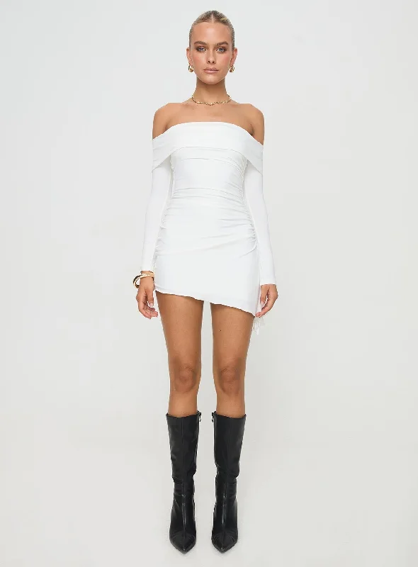 Russells Off The Shoulder Mini Dress White