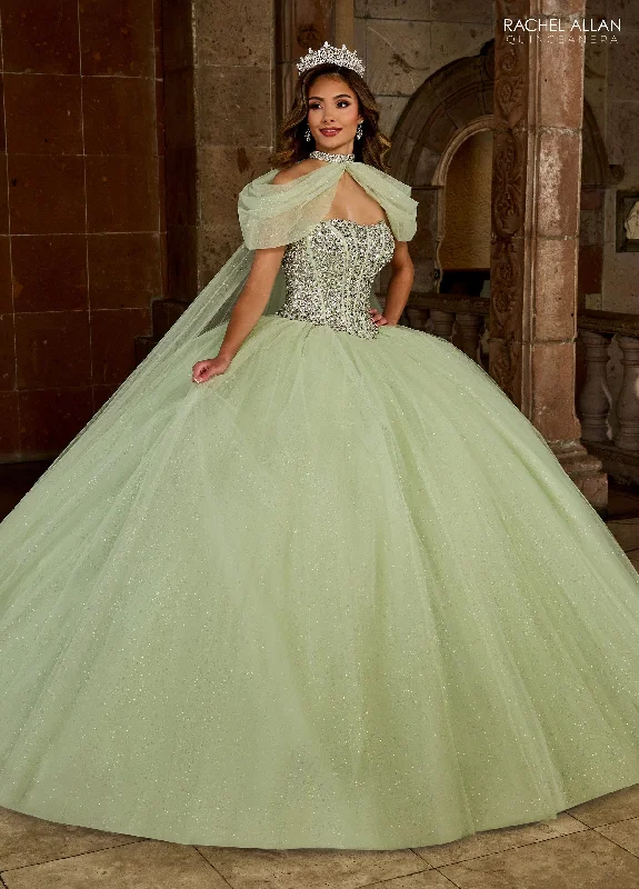 Strapless Cape Quinceanera Dress by Rachel Allan RQ1130