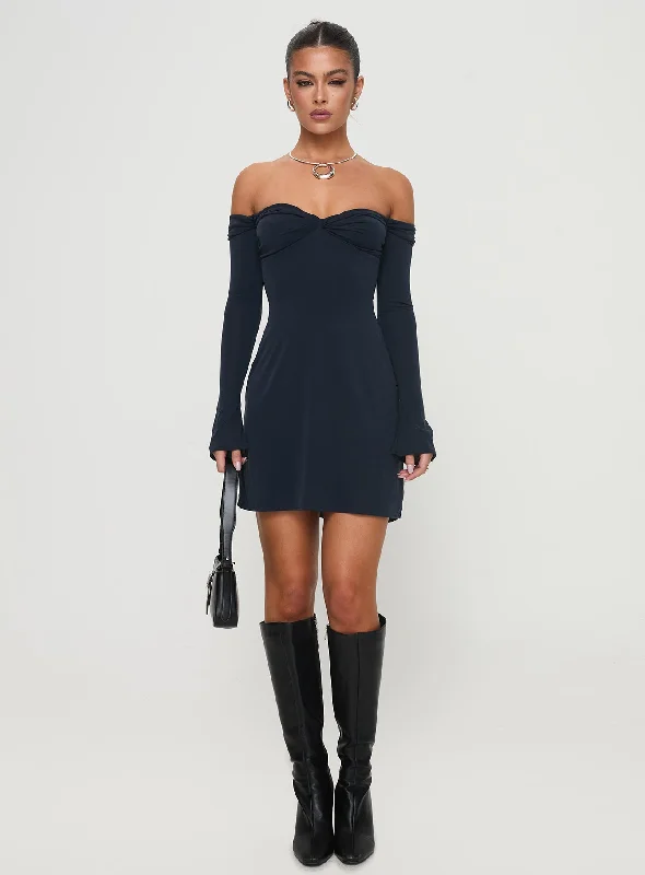 Suizie Off The Shoulder Mini Dress Navy