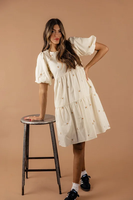 You Are the World Puff Sleeve Dress