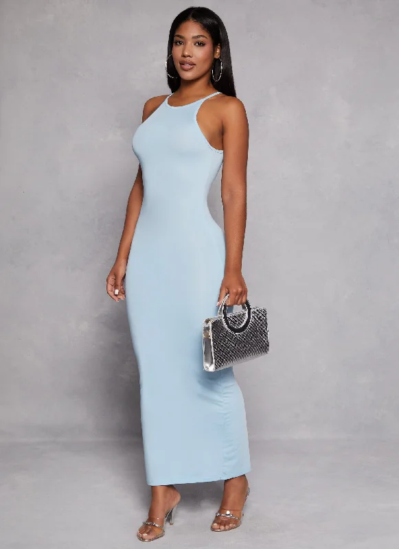 Daisy High Neck Slit Back Maxi Dress