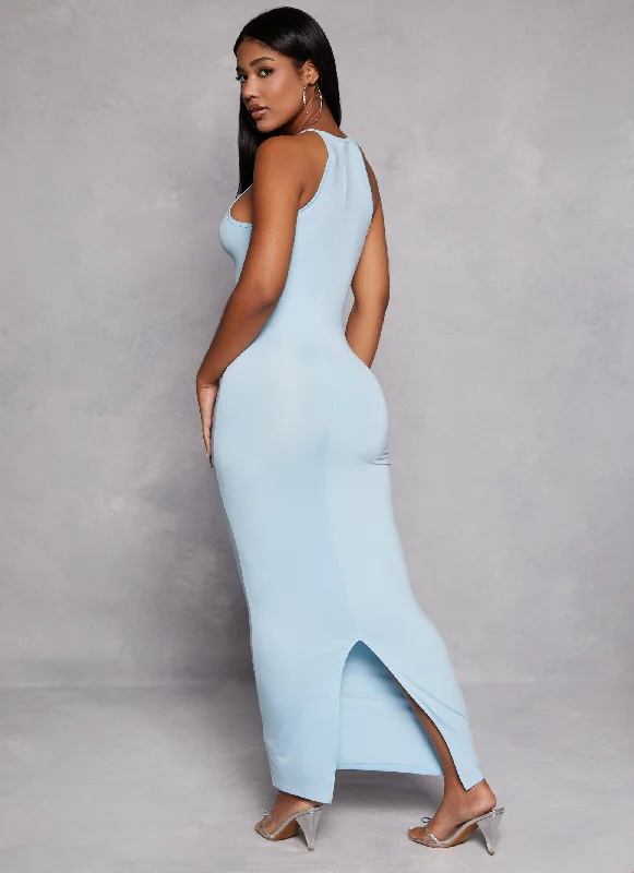 Daisy High Neck Slit Back Maxi Dress