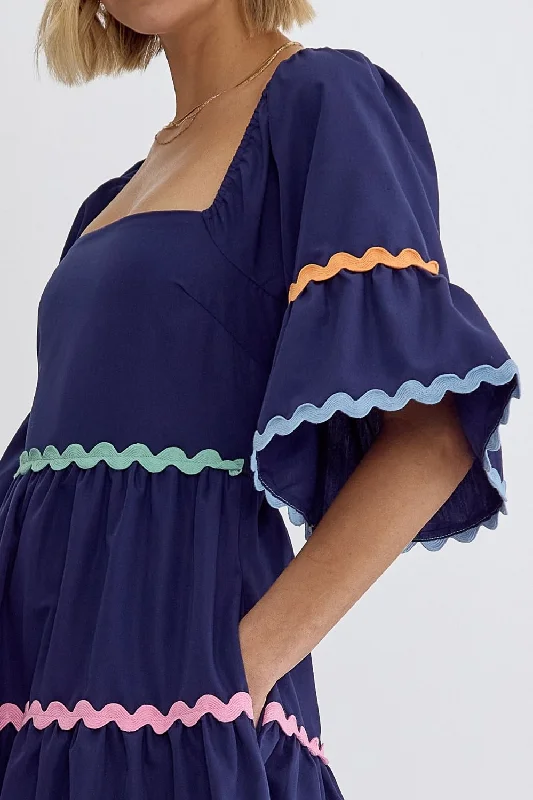 Beaming Beauty Navy Midi Dress