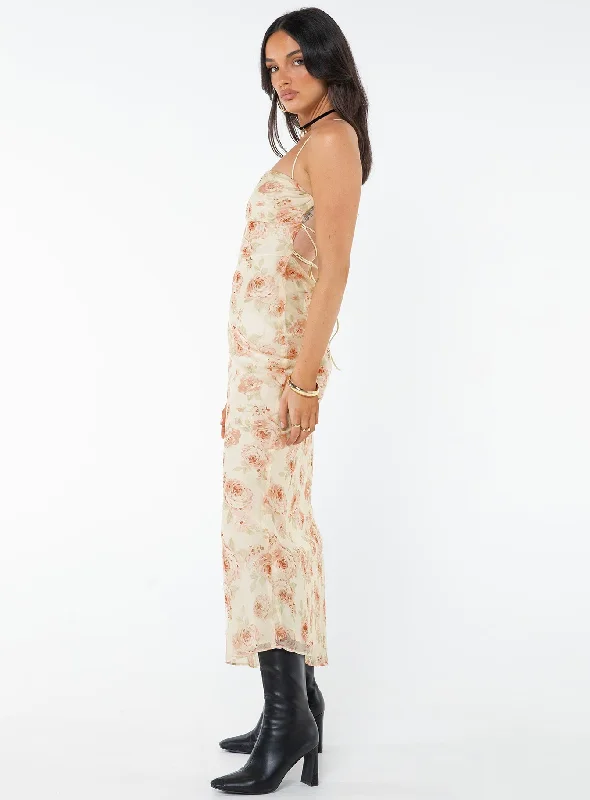 Cartian Strapless Maxi Dress Cream / Pink Floral