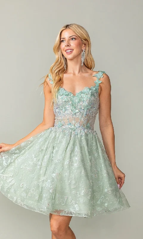 Sparkly Short Butterfly Homecoming Dress 3361