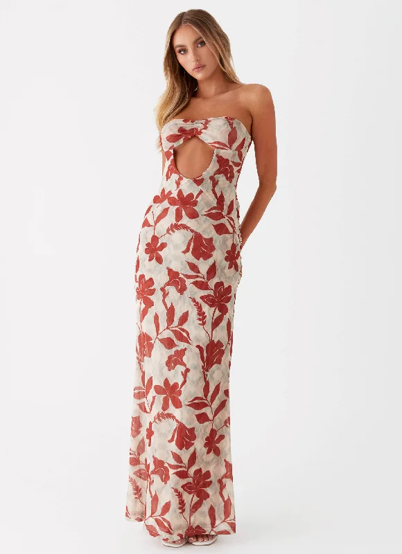 Dearest Maxi Dress - Red Green Floral