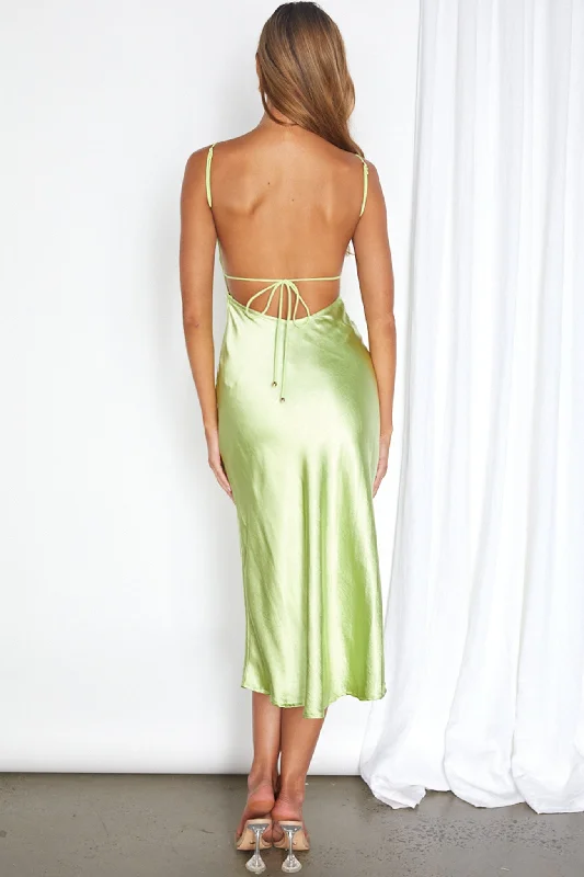 Dolce Life Low Back Midi Dress Lime