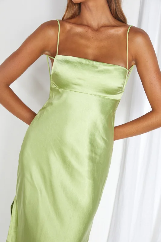 Dolce Life Low Back Midi Dress Lime