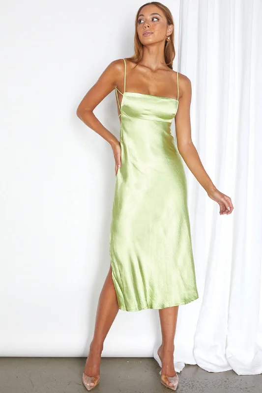 Dolce Life Low Back Midi Dress Lime