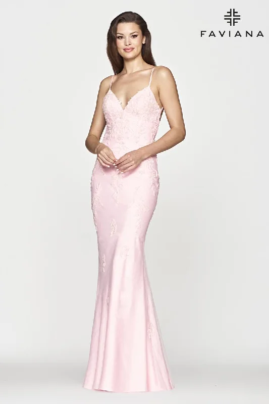 Faviana Long Lace Prom Dress S10633