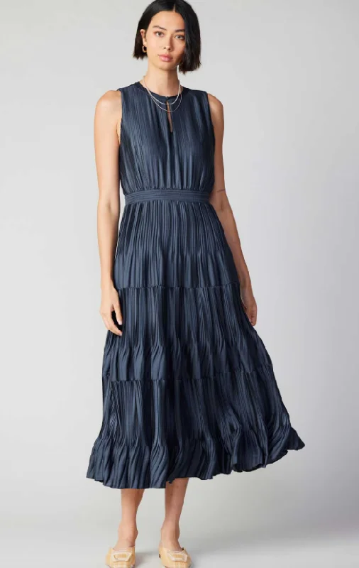 Isabelle Pleated Sleeveless Midi Dress