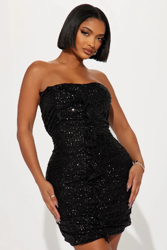 Katy Sequin Mini Dress - Black