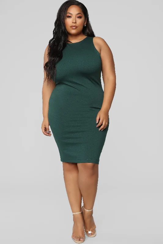 Melinda Body Sculpting Midi Dress - Hunter Green