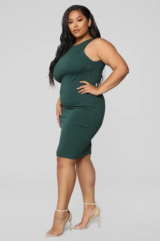 Melinda Body Sculpting Midi Dress - Hunter Green