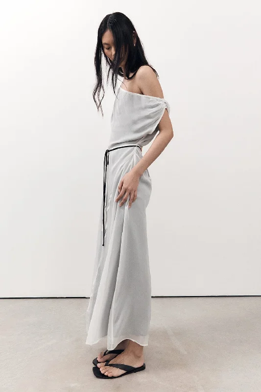 MIA OFF WHITE PANELLED MIDI DRESS