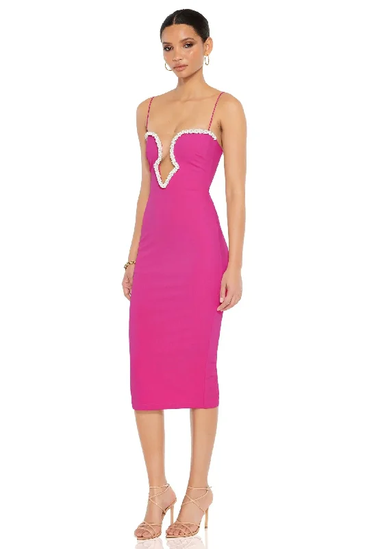 Nookie Adorn Midi Dress - Fuchsia