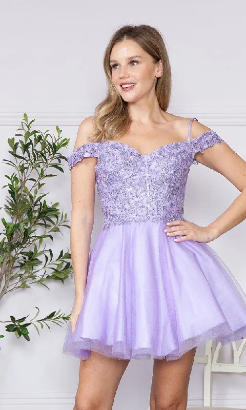 Lace-Up Off-Shoulder Short Babydoll Hoco Dress9234