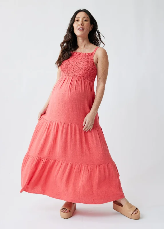 Smocked Maternity Maxi Dress