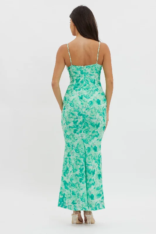 Teava Laced Waist Maxi Dress Orchid Green