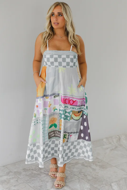 The Cutest Print Maxi Dress: Sky Blue/Multi