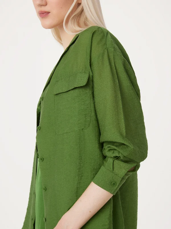 The Sheer Blouse in Military Green